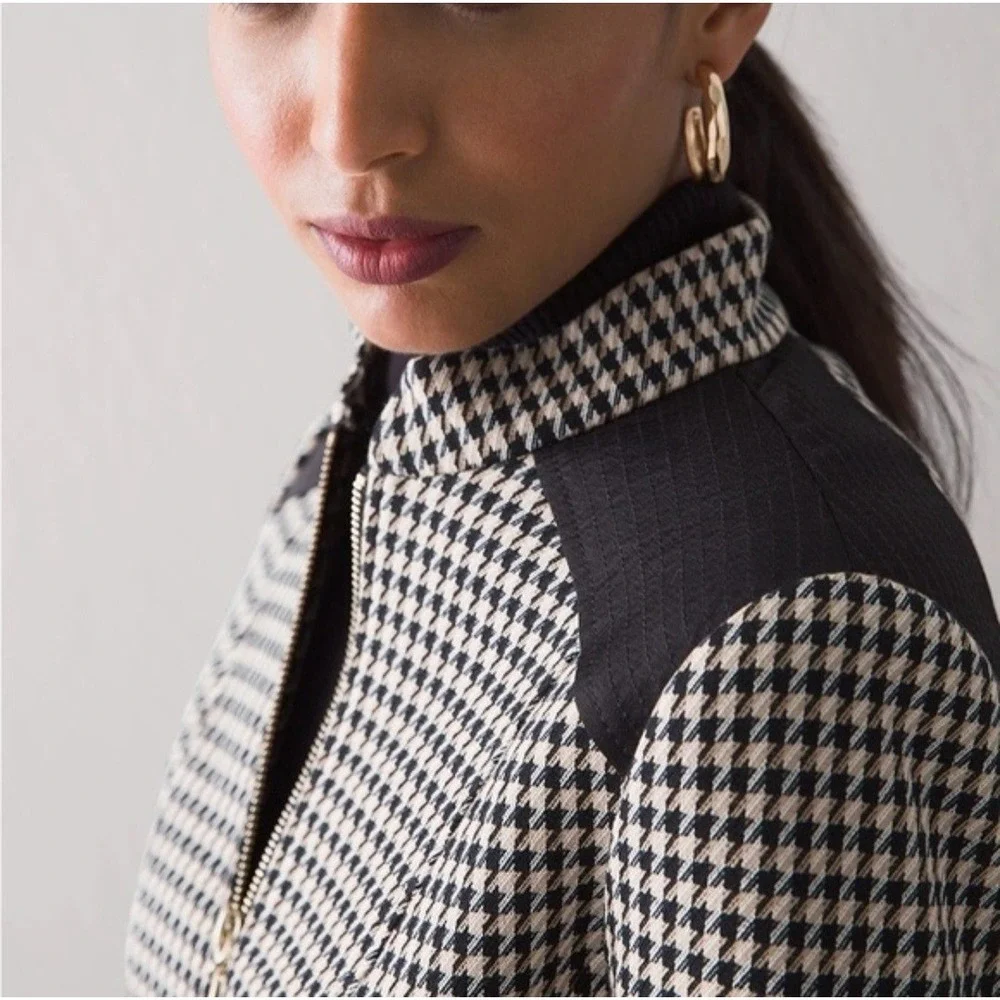 White House Black Market Women Plaid Front Zip Jacket Size 12 - Picture 5 of 12